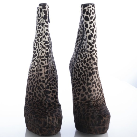 New In Box! GUCCI PONY HAIR Leopard Gradient Print Booties - Picture 4 of 12